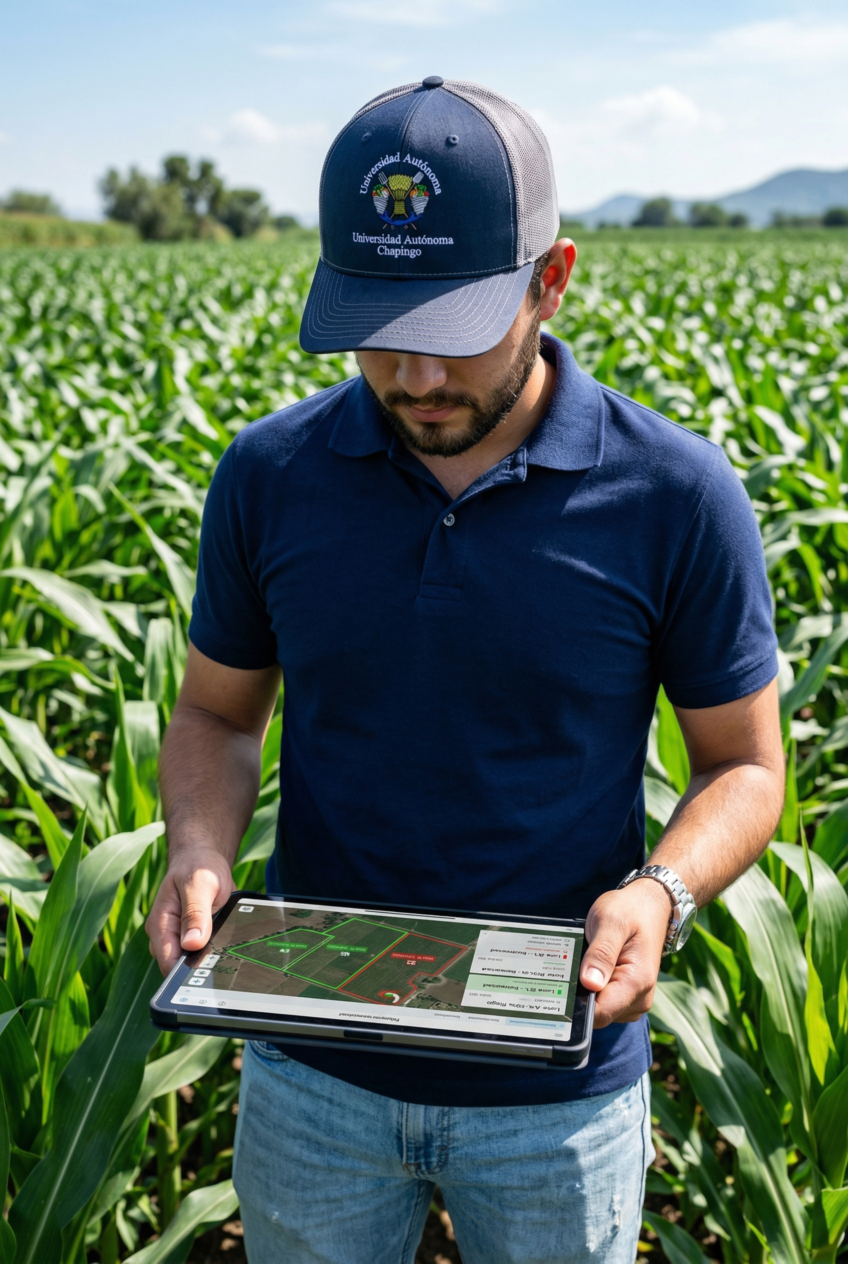 Vista satelital de parcelas agrícolas con análisis de vegetación