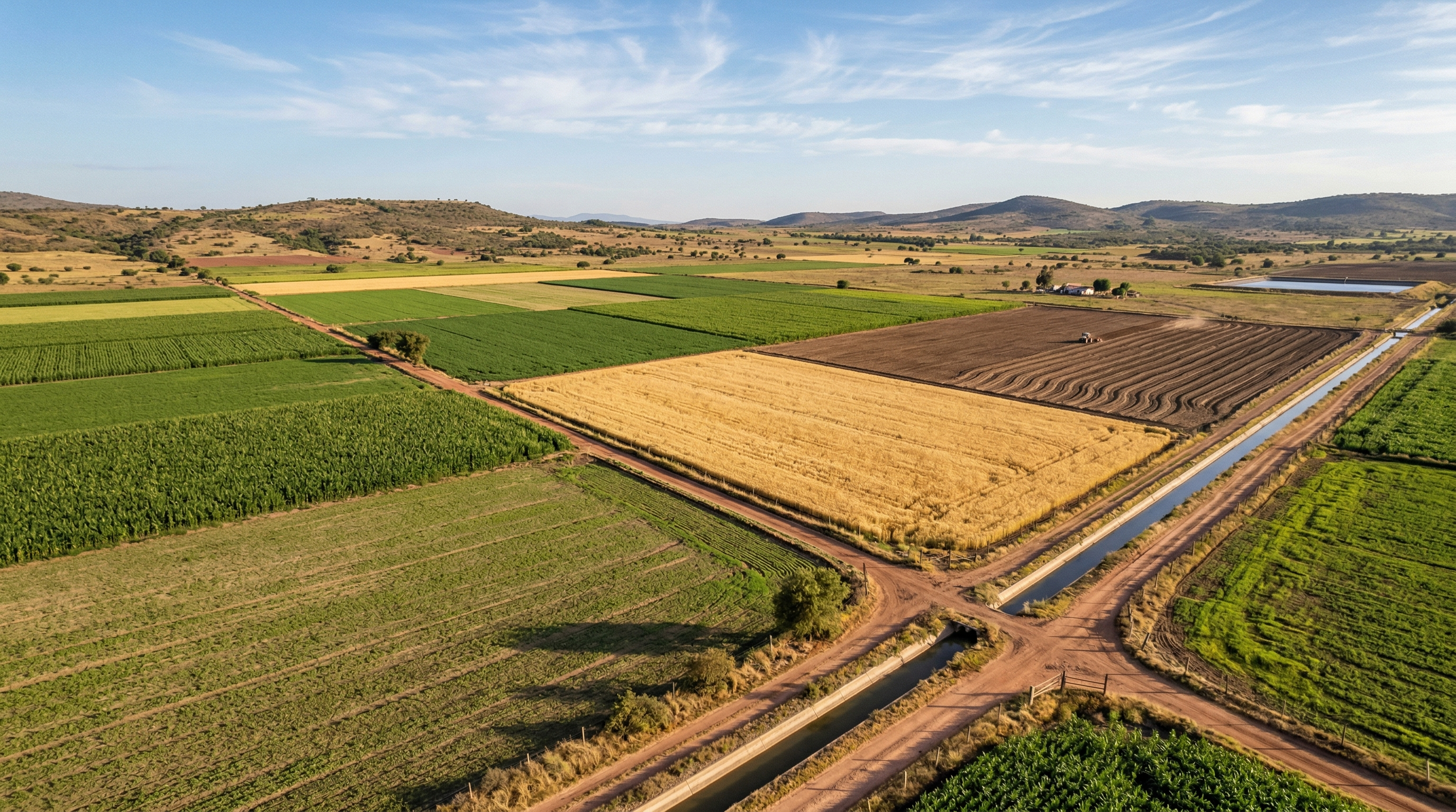 Vista aérea de parcelas agrícolas mexicanas